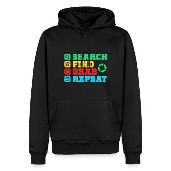 Thrift Shopper Search Find Grab Thrift Store - Männer Premium Bio Hoodie - Schwarz - Vorne - Nico (187cm)