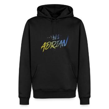 Adrian - Männer Premium Bio Hoodie - Schwarz - Vorne - Nico (187cm)