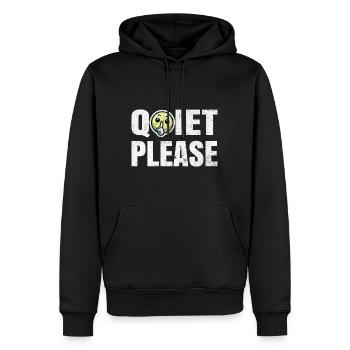 Cooles Tennis Shirt mit Quiet Please - Männer Premium Bio Hoodie - Schwarz - Vorne - Nico (187cm)