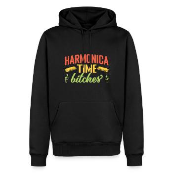 Funny Harmonica Player Time Bitches Harmonica - Männer Premium Bio Hoodie - Schwarz - Vorne - Nico (187cm)