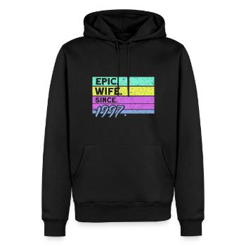 25e anniversaire de mariage Couple Design 25 ans de mariage - Sweat à capuche Premium bio Homme - noir - Devant - Nico (187cm)
