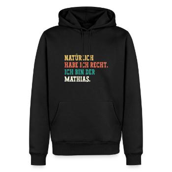 Mathias Lustiger Spruch Vorname Name Mathias - Männer Premium Bio Hoodie - Schwarz - Vorne - Nico (187cm)