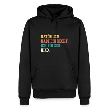 Niko Lustiger Spruch Vorname Name Niko - Männer Premium Bio Hoodie - Schwarz - Vorne - Nico (187cm)