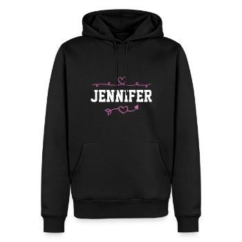 Jennifer - Männer Premium Bio Hoodie - Schwarz - Vorne - Nico (187cm)