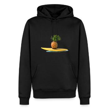 Surfende Ananas - Männer Premium Bio Hoodie - Schwarz - Vorne - Nico (187cm)
