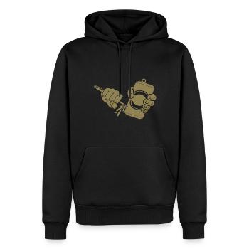 Bière, bière en canette, piercing en canette - Sweat à capuche Premium bio Homme - noir - Devant - Nico (187cm)