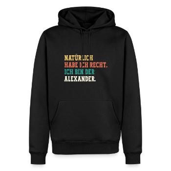 Alexander Lustiger Spruch Vorname Name Alexander - Männer Premium Bio Hoodie - Schwarz - Vorne - Nico (187cm)