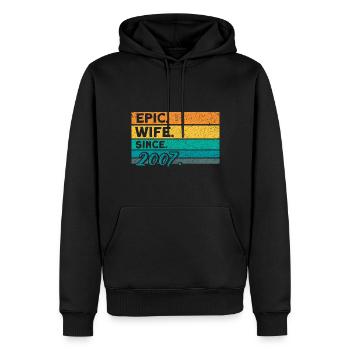 15ème anniversaire de mariage Couple Design 15 ans de mariage - Sweat à capuche Premium bio Homme - noir - Devant - Nico (187cm)