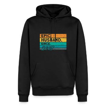 15ème anniversaire de mariage Couple Design 15 ans de mariage - Sweat à capuche Premium bio Homme - noir - Devant - Nico (187cm)