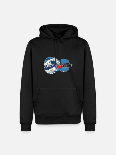 Gitarre Große Welle von Kanagawa Gitarrenspieler - Männer Premium Bio Hoodie - Schwarz