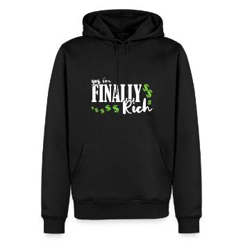 Ja, ich bin endlich reich - Männer Premium Bio Hoodie - Schwarz - Vorne - Nico (187cm)