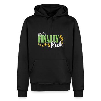Ja, ich bin endlich reich - Männer Premium Bio Hoodie - Schwarz - Vorne - Nico (187cm)
