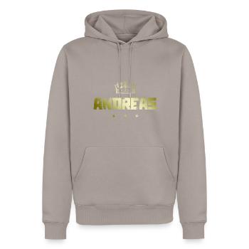 Andreas - Sweat à capuche Premium bio Homme - taupe - Devant - Nico (187cm)