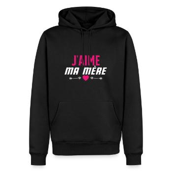 J’aime ma mère fête des mères - Sweat à capuche Premium bio Homme - noir - Devant - Nico (187cm)