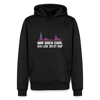 Mir doch egal Ich leg jetzt auf DJ - Männer Premium Bio Hoodie - Schwarz - Vorne - Nico (187cm)