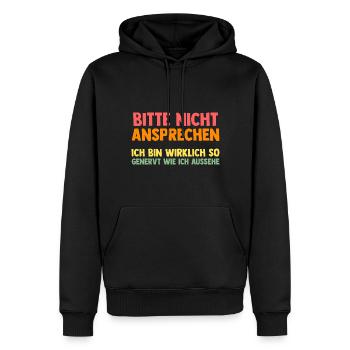 Bitte Nicht Ansprechen - Männer Premium Bio Hoodie - Schwarz - Vorne - Nico (187cm)