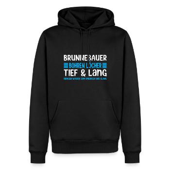 Well Builder Saying Drilling Holes Deep & Long - Men’s Premium Organic Hoodie - black - Front - Nico (187cm)