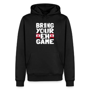 Bringen Sie Ihr Eh Game Canada Flaggensymbol nach Hause Stolz - Männer Premium Bio Hoodie - Schwarz - Vorne - Nico (187cm)