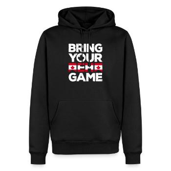 Bringen Sie Ihr Eh Game Canada Flaggensymbol nach Hause Stolz - Männer Premium Bio Hoodie - Schwarz - Vorne - Nico (187cm)