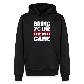 Bringen Sie Ihr Eh Game Canada Flaggensymbol nach Hause Stolz - Männer Premium Bio Hoodie - Schwarz - Vorne - Nico (187cm)