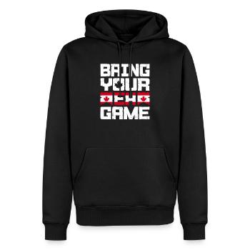 Bringen Sie Ihr Eh Game Canada Flaggensymbol nach Hause Stolz - Männer Premium Bio Hoodie - Schwarz - Vorne - Nico (187cm)