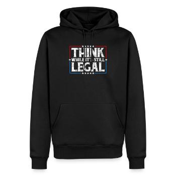 Denken Sie nach, solange es sich noch um juristisches kritisches Denken handelt - Männer Premium Bio Hoodie - Schwarz - Vorne - Nico (187cm)