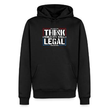 Denken Sie nach, solange es sich noch um juristisches kritisches Denken handelt - Männer Premium Bio Hoodie - Schwarz - Vorne - Nico (187cm)