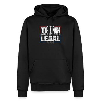 Denken Sie nach, solange es sich noch um juristisches kritisches Denken handelt - Männer Premium Bio Hoodie - Schwarz - Vorne - Nico (187cm)