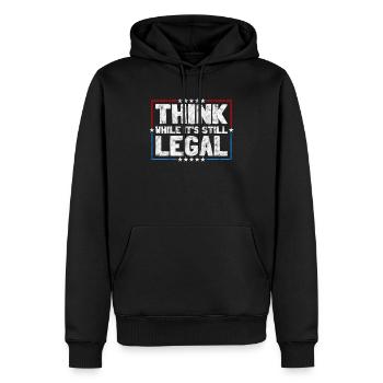 Denken Sie nach, solange es sich noch um juristisches kritisches Denken handelt - Männer Premium Bio Hoodie - Schwarz - Vorne - Nico (187cm)