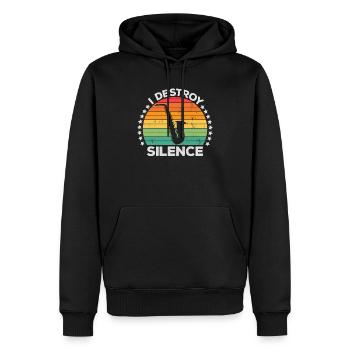 Destroy Silence Woodwind Sax Saxophone Saxophonist - Men’s Premium Organic Hoodie - black - Front - Nico (187cm)