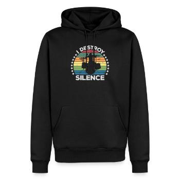I Destroy Silence Percussion Batteur Percussionniste - Sweat à capuche Premium bio Homme - noir - Devant - Nico (187cm)