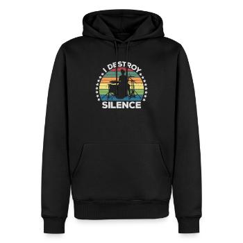 I Destroy Silence Schlagzeuger Schlagzeuger Perkussionist - Männer Premium Bio Hoodie - Schwarz - Vorne - Nico (187cm)