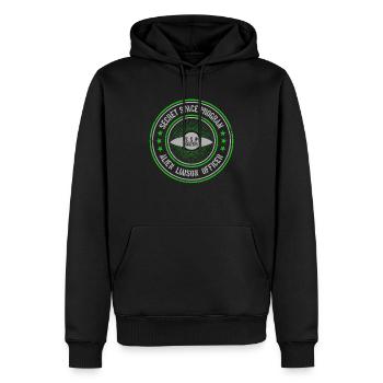 Geheimes Raumfahrtprogramm | UAPs Alien Liaison Officer - Männer Premium Bio Hoodie - Schwarz - Vorne - Nico (187cm)