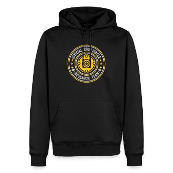 Official Crop Circle Research Team | Alien Message - Men’s Premium Organic Hoodie - black - Front - Nico (187cm)