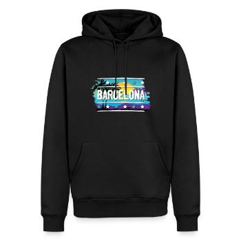 Barcelone - Sweat à capuche Premium bio Homme - noir - Devant - Nico (187cm)