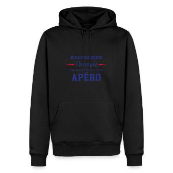 Thérapie apéro - Sweat à capuche Premium bio Homme - noir - Devant - Nico (187cm)