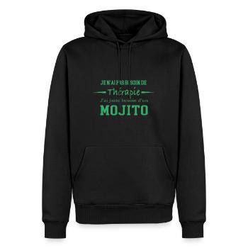 Humour mojito cadeau - Sweat à capuche Premium bio Homme - noir - Devant - Nico (187cm)
