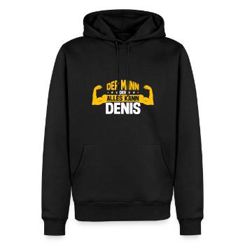 Denis Der Mann Der Alles Kann Vorname Denis - Männer Premium Bio Hoodie - Schwarz - Vorne - Nico (187cm)
