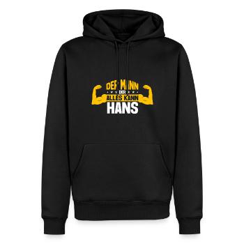 Hans Der Mann Der Alles Kann Vorname Hans - Männer Premium Bio Hoodie - Schwarz - Vorne - Nico (187cm)