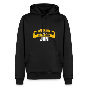 Jan Der Mann Der Alles Kann Vorname Jan - Männer Premium Bio Hoodie - Schwarz - Vorne - Nico (187cm)