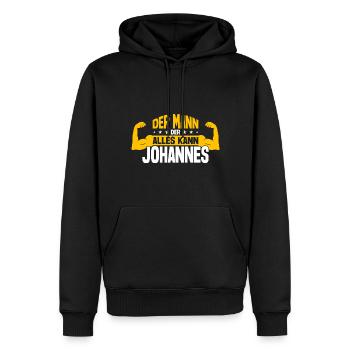 Johannes Der Mann Der Alles Kann Vorname Johannes - Männer Premium Bio Hoodie - Schwarz - Vorne - Nico (187cm)