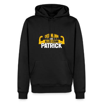 Patrick Der Mann Der Alles Kann Vorname Patrick - Männer Premium Bio Hoodie - Schwarz - Vorne - Nico (187cm)