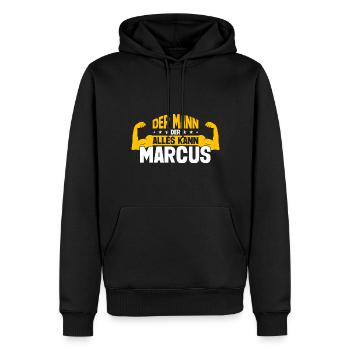 Marcus Der Mann Der Alles Kann Vorname Marcus - Männer Premium Bio Hoodie - Schwarz - Vorne - Nico (187cm)