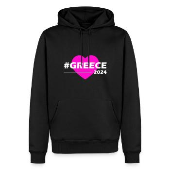 Grèce 2024 Amour du cœur - Sweat à capuche Premium bio Homme - noir - Devant - Nico (187cm)