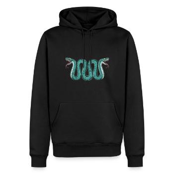 Aztèque deux têtes serpent serpent - Sweat à capuche Premium bio Homme - noir - Devant - Nico (187cm)