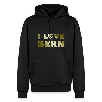 I Love Bern - Männer Premium Bio Hoodie - Schwarz - Vorne - Nico (187cm)