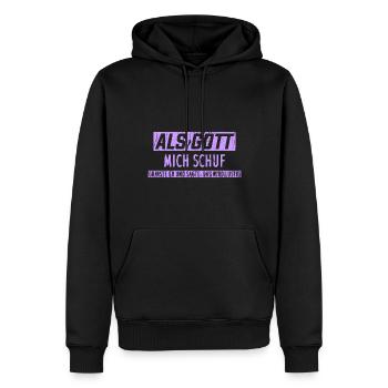 ALS GOTT MICH SCHUF GRINSTE ER UND SAGTE: DAS WIRD - Männer Premium Bio Hoodie - Schwarz - Vorne - Nico (187cm)