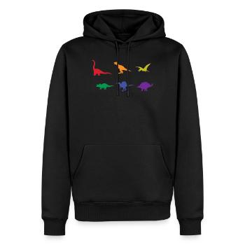 Dinosaure coloré T-rex Stegosarus Dinos - Sweat à capuche Premium bio Homme - noir - Devant - Nico (187cm)