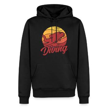Retro Graphic Snorkeler Scuba Diver Diving Snorkel - Männer Premium Bio Hoodie - Schwarz - Vorne - Nico (187cm)