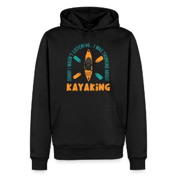Penser au kayak Sports de kayak en eau vive - Sweat à capuche Premium bio Homme - noir - Devant - Nico (187cm)